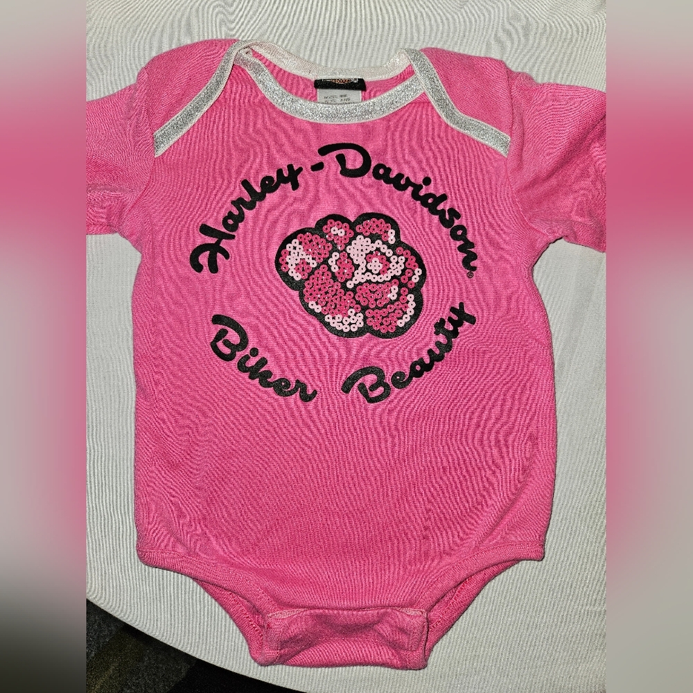 Harley Davidson 6/9 Months Pink Bodysuit